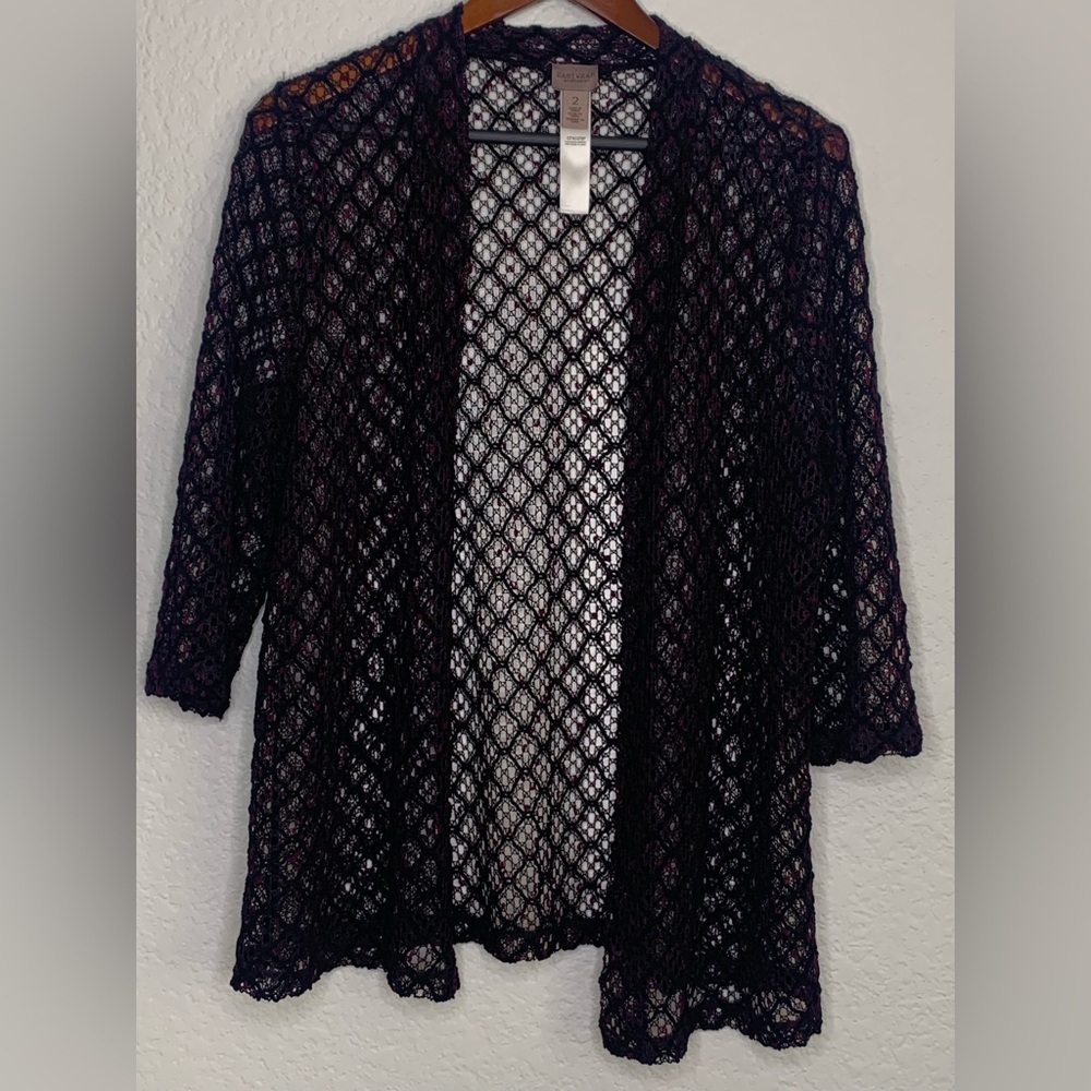 Chico's Black and Pink Lace Top